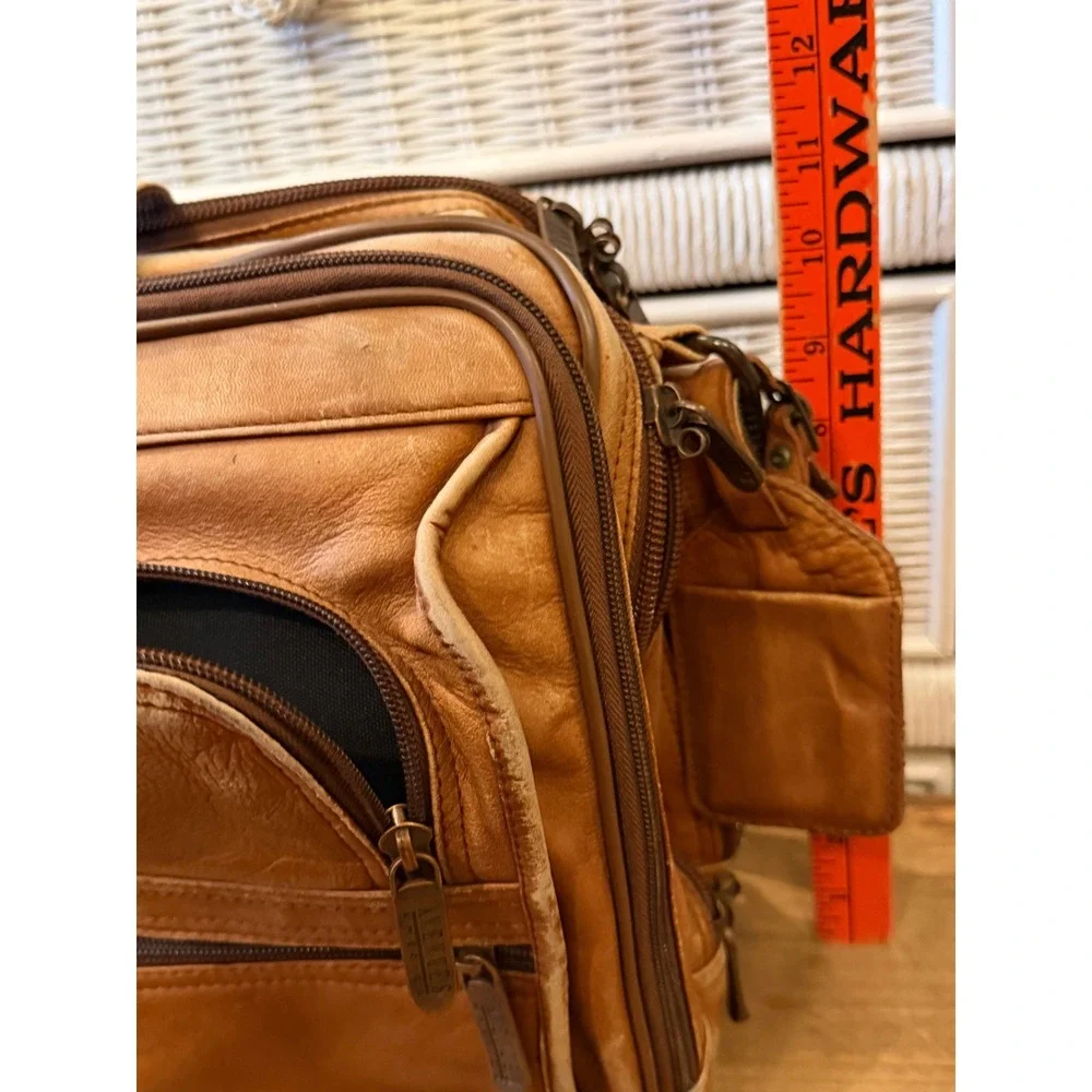 SaddlebagVintage Distressed Leather Briefcase Multi Pocket Laptop Messenger Bag